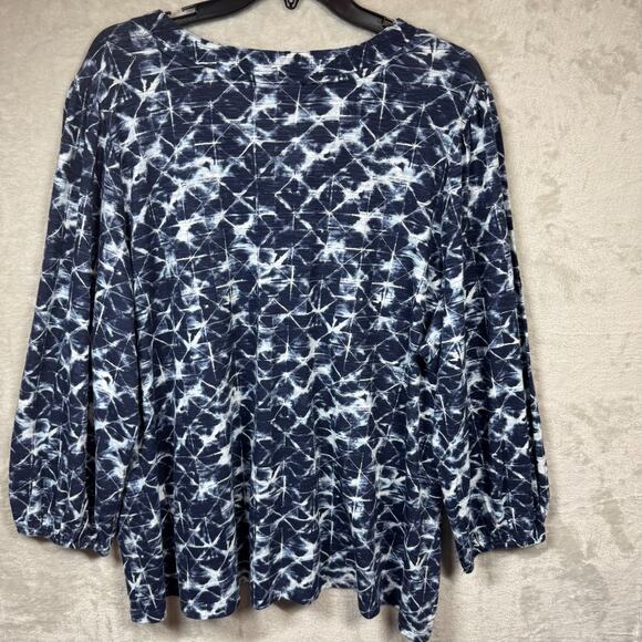 Style & Co Women NEW Blouse/Top Plus 3X Blue V-Neck 3/4 Sleeve Stretch Pullover - Picture 2 of 10